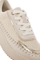 Women's Beige Lace-Up Thick-Sole Knitted Sneakers | Derimod Women's Beige Lace-Up Thick-Sole Knitted Sneakers | Derimod