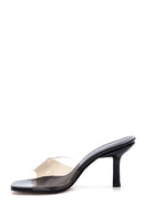 Women's Black Vinyl Heeled Slippers | Derimod Women's Black Vinyl Heeled Slippers | Derimod