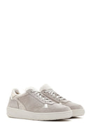 Women's Beige Suede Leather Sneaker | Derimod Women's Beige Suede Leather Sneaker | Derimod