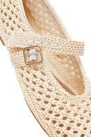 Women's Beige Straw Ballerinas | Derimod Women's Beige Straw Ballerinas | Derimod