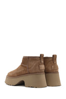 Women's Brown Thick Soled Suede Leather Teddy Boots | Derimod Women's Brown Thick Soled Suede Leather Teddy Boots | Derimod