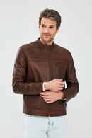 Henry Men's Leather Jacket | Derimod Henry Men's Leather Jacket | Derimod