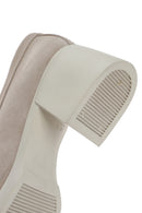 Women's Beige Buckled Thick Heel Suede Leather Masculine Loafer | Derimod Women's Beige Buckled Thick Heel Suede Leather Masculine Loafer | Derimod