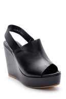 Women's Leather Wedge Heeled Sandals | Derimod Women's Leather Wedge Heeled Sandals | Derimod