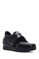 Women's Black Wedge Heeled Leather Comfort Shoes | Derimod Women's Black Wedge Heeled Leather Comfort Shoes | Derimod
