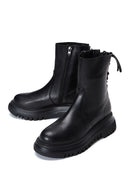 Women's Black Zippered Flat Casual Boots | Derimod Women's Black Zippered Flat Casual Boots | Derimod
