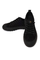 Erkek Siyah Bağcıklı Kalın Tabanlı Nubuk Deri Sneaker | Derimod Erkek Siyah Bağcıklı Kalın Tabanlı Nubuk Deri Sneaker | Derimod