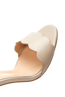 Women's Beige Leather Heeled Sandals | Derimod Women's Beige Leather Heeled Sandals | Derimod