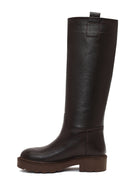Women's Brown Thick-Soled Leather Boot | Derimod Women's Brown Thick-Soled Leather Boot | Derimod