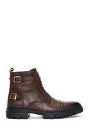 Men's Brown Lace-Up Leather Casual Combat Boots | Derimod Men's Brown Lace-Up Leather Casual Combat Boots | Derimod