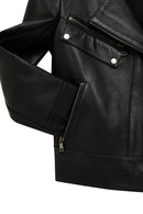 Roma Women's Black Biker Leather Jacket | Derimod Roma Women's Black Biker Leather Jacket | Derimod