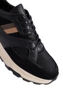 Erkek Siyah Bağcıklı Kalın Tabanlı Deri Sneaker | Derimod Erkek Siyah Bağcıklı Kalın Tabanlı Deri Sneaker | Derimod