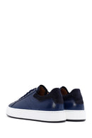 Erkek Lacivert Bağcıklı Deri Sneaker | Derimod Erkek Lacivert Bağcıklı Deri Sneaker | Derimod