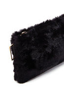 Women's Black Plush Portfolio Bag | Derimod Women's Black Plush Portfolio Bag | Derimod