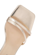 Women's Gold Metallic Ankle Strap Thin Heel Sandals | Derimod Women's Gold Metallic Ankle Strap Thin Heel Sandals | Derimod