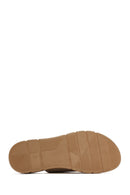 Women's Beige Double-Strap Leather Comfort Slippers | Derimod Women's Beige Double-Strap Leather Comfort Slippers | Derimod