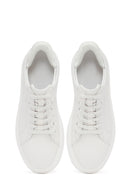 Men's White Lace-Up Thick-Soled Leather Sneaker | Derimod Men's White Lace-Up Thick-Soled Leather Sneaker | Derimod