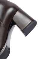 Woman Brown Zippered Chunky Heels Leather Boat | Derimod Woman Brown Zippered Chunky Heels Leather Boat | Derimod