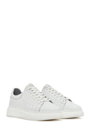 Men's White Lace-Up Thick-Soled Leather Sneaker | Derimod Men's White Lace-Up Thick-Soled Leather Sneaker | Derimod