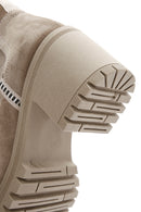 Women's Beige Suede Leather Heeled Chelsea Boots | Derimod Women's Beige Suede Leather Heeled Chelsea Boots | Derimod