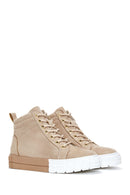 Women's Beige Suede High Top Sneaker | Derimod Women's Beige Suede High Top Sneaker | Derimod