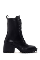 Women's Black Heeled Zippered Classic Leather Boots | Derimod Women's Black Heeled Zippered Classic Leather Boots | Derimod