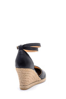 Women's Leather Straw Detailed Wedge Heeled Sandals | Derimod Women's Leather Straw Detailed Wedge Heeled Sandals | Derimod
