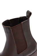 Woman Brown Chunky Heels Leather Boat | Derimod Woman Brown Chunky Heels Leather Boat | Derimod