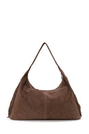 Woman Mink Tassel Suede Shoulder Bag | Derimod Woman Mink Tassel Suede Shoulder Bag | Derimod