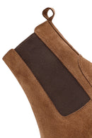 Women's Tan Thick Heeled Suede Leather Chelsea Boots | Derimod Women's Tan Thick Heeled Suede Leather Chelsea Boots | Derimod
