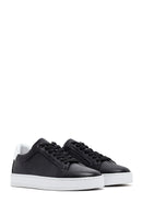 Erkek Siyah Bağcıklı Deri Sneaker | Derimod Erkek Siyah Bağcıklı Deri Sneaker | Derimod