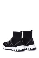 Women's Black Stone High Top Sneaker | Derimod Women's Black Stone High Top Sneaker | Derimod