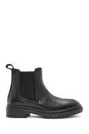 Women's Black Stoned Leather Chelsea Boots | Derimod Women's Black Stoned Leather Chelsea Boots | Derimod