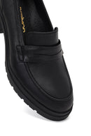 Women's Black Thick Heeled Leather Masculine Loafer | Derimod Women's Black Thick Heeled Leather Masculine Loafer | Derimod