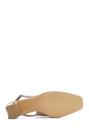 Women's Beige Slingback Low Thick Heel Leather Shoes | Derimod Women's Beige Slingback Low Thick Heel Leather Shoes | Derimod