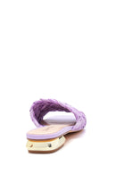 Women's Purple Straw Flat Slippers | Derimod Women's Purple Straw Flat Slippers | Derimod