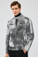 Carrera Men's Gray Nubuck Leather Sport Jacket | Derimod Carrera Men's Gray Nubuck Leather Sport Jacket | Derimod