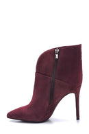 Women's Leather Suede Heeled Boots | Derimod Women's Leather Suede Heeled Boots | Derimod