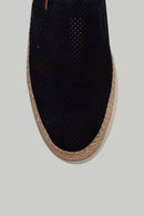 Navy Blue Suede Leather Men's Espadrille | Derimod Navy Blue Suede Leather Men's Espadrille | Derimod