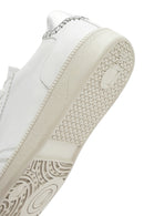 Women's White Lace-Up Leather Sneaker | Derimod Women's White Lace-Up Leather Sneaker | Derimod