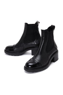 Women's Black Leather Heeled Chelsea Boots | Derimod Women's Black Leather Heeled Chelsea Boots | Derimod