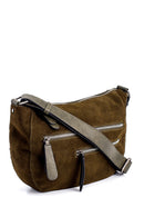Women's Suede Detailed Shoulder Bag | Derimod Women's Suede Detailed Shoulder Bag | Derimod