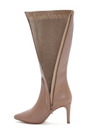 Women's Camel Zippered Thin Heeled Leather Boots | Derimod Women's Camel Zippered Thin Heeled Leather Boots | Derimod