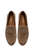Kadın Vizon Tokalı Süet Deri Maskülen Loafer | Derimod Kadın Vizon Tokalı Süet Deri Maskülen Loafer | Derimod