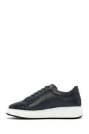 Men's Navy Blue Lace-Up Leather Sneaker | Derimod Men's Navy Blue Lace-Up Leather Sneaker | Derimod