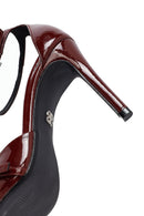 Women's Burgundy Ankle Buckle High Thin Heel Patent Leather Stiletto | Derimod Women's Burgundy Ankle Buckle High Thin Heel Patent Leather Stiletto | Derimod