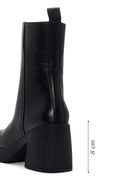 Women's Black Thick Heeled Zippered Leather Boots | Derimod Women's Black Thick Heeled Zippered Leather Boots | Derimod