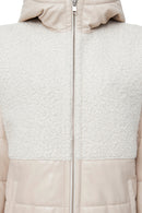 Atlanta Women's Beige Hooded Teddy Leather Jacket | Derimod Atlanta Women's Beige Hooded Teddy Leather Jacket | Derimod