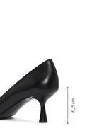 Kadın Siyah İnce Kısa Topuklu Deri Stiletto | Derimod Kadın Siyah İnce Kısa Topuklu Deri Stiletto | Derimod