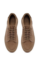 Erkek Vizon Bağcıklı Nubuk Deri Sneaker | Derimod Erkek Vizon Bağcıklı Nubuk Deri Sneaker | Derimod